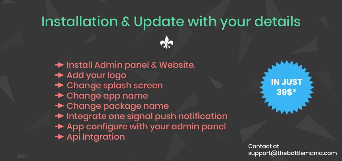 BattleMania - Esports Tournament App with Website & Admin for PUBG / Free Fire / COD